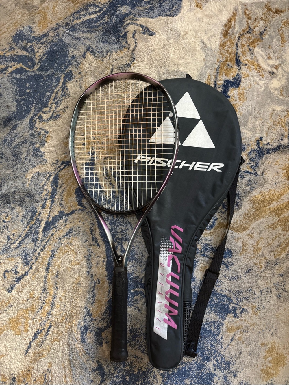 Fischer Vacuum Ultimate Tennis Racket with Cover - Black & Pink Accent